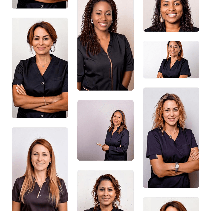 Uma coleção de fotos de mulheres profissionais de depilação